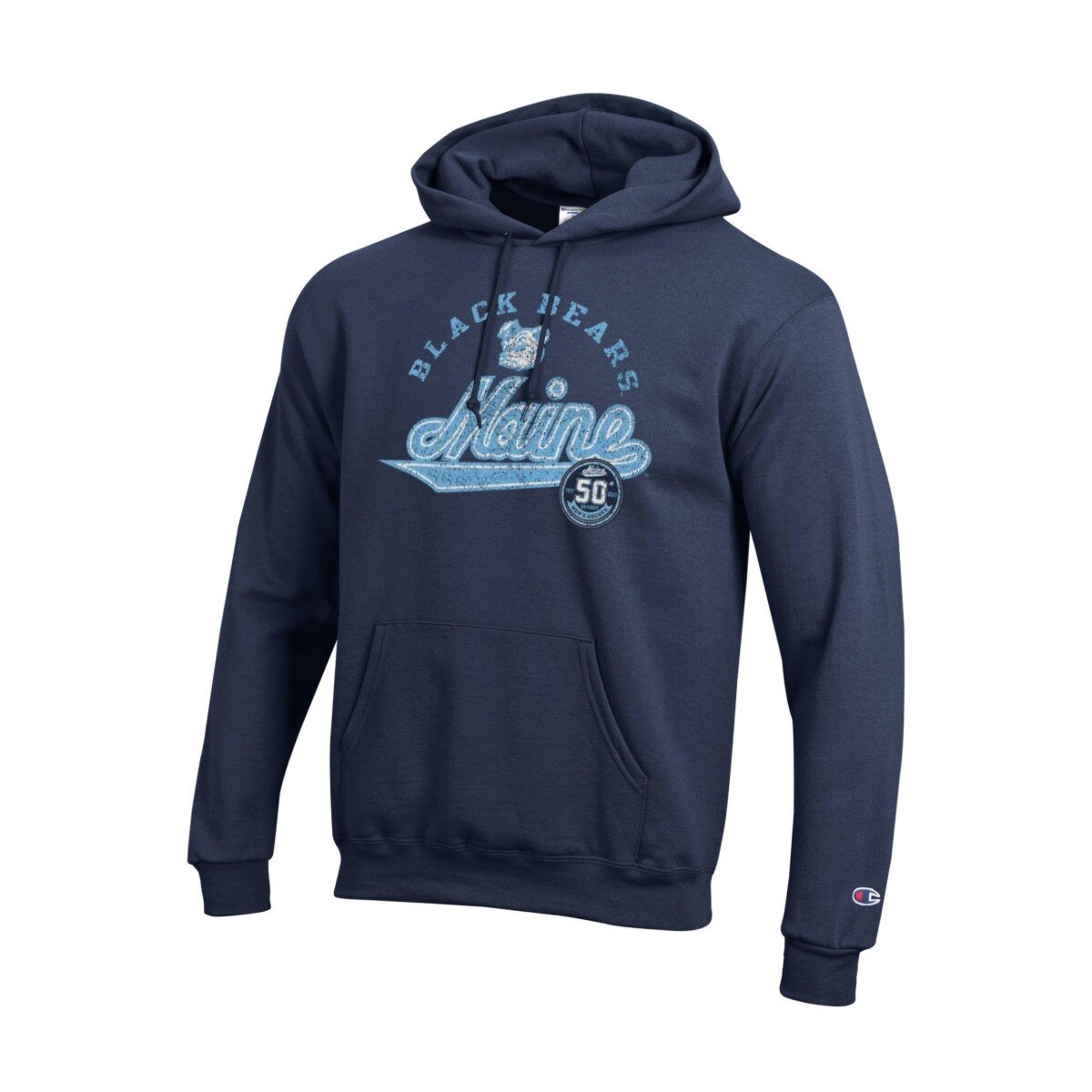 Champion Black Bears Legacy Bear Maine Script 50th Hockey Season Hoodie